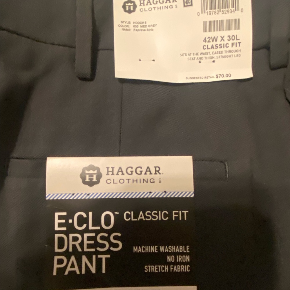 Haggar Gray Dress Pants Classic Fit E-CLO